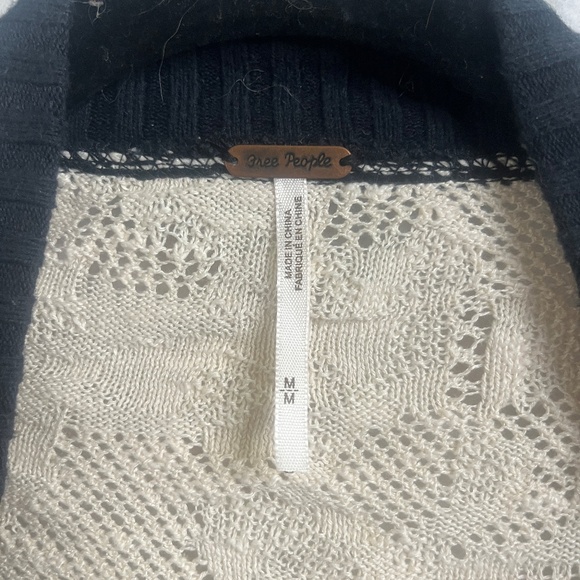 Free People Lace Knit Zip Cardigan Sweater M | Boho Varsity Style - Picture 4 of 6
